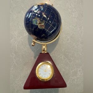 Lapis Lazuli gemstone globe with a quartz clock